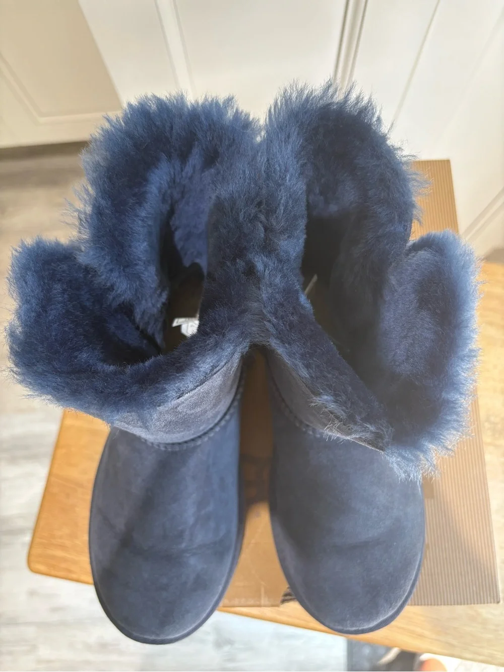 UGG Navy Short Suede Button Boots